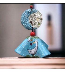 Seramik Çan Resim El Emeği Hediye Ev Ve Bahçe süsü balkon süsü duvar süsü hediyelik eşya 50cm*12cm (Çok Renkli-Naturel)