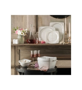 KORKMAZ A8437 BONE SELECTİON 60 PARÇA KARE YEMEK TAKIMI (Beyaz)