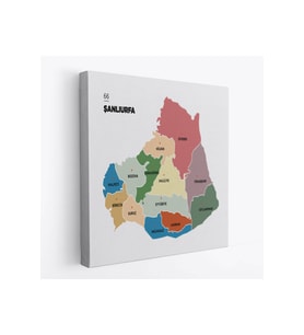Şanlıurfa İli ve İlçeler Haritası  Dekoratif Kanvas Tablo 1458