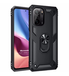 Microsonic Xiaomi Redmi K40 Pro Kılıf Military Ring Holder Siyah