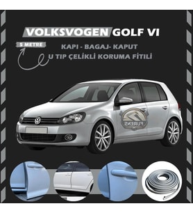 Volksvogen Golf 6 Oto Araç Kapı Koruma Fitili 5metre Parlak Gri Renk