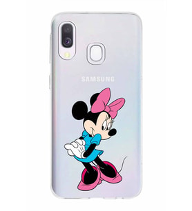 Samsung Galaxy A40  Kapak Minnie Mouse Tasarımlı Şeffaf Silikon Kılıf