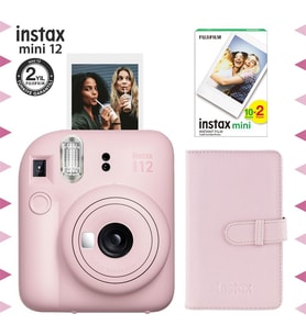 Instax mini 12 Pembe Fotoğraf Makinesi-20'li Film ve Laporta Albüm Seti