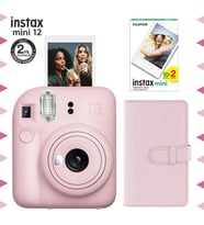 Instax mini 12 Pembe Fotoğraf Makinesi-20'li Film ve Laporta Albüm Seti