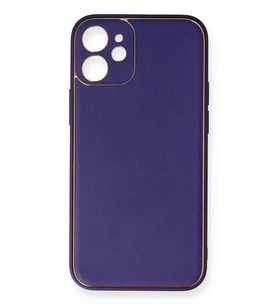 Newface Apple iPhone 12 Mini Kılıf Coco Deri Silikon Kapak - Mor