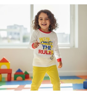 Erkek Çocuk Pamuklu Break Obey The Rules Baskılı Uzun Kollu 2'li Takım CB1094