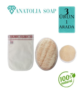 Anatolia Soap Doğal Kabak Lifi Yüz Ve Vücut Ayrıca Kelebek Kalın Kese Birlikte Muhteşem Üçlü