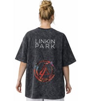 Linkin Park Rock Metal Müzik Grubu Sırt Baskılı Unisex Oversize Vintage Yıkamalı Tişört
