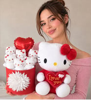 Kırmızı Hello Kitty Peluş Oyuncak & Hello Kitty Ayıcık Buketi Seti Hediye Kutusu – Sevgiliye, Kıza Arkadaşa Doğum Günü Hediyesi