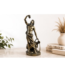 27 cm Dionysos Şarap Tanrısı Heykeli Antik Yunan Mitolojisi Gold Dekoratif Biblo Ev Ofis Dekoru