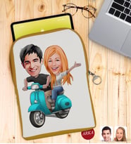 BK Gift Kişiye Özel Sevgililer Karikatürlü Taşınabilir Koruyucu Tablet Kılıfı & Organizer Çanta - Sarı-99