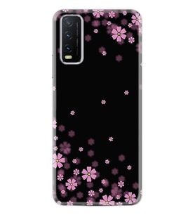 Vivo Y20 Kılıf Desenli Silikon Black flowers 1391