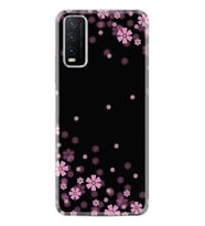 Vivo Y20 Kılıf Desenli Silikon Black flowers 1391