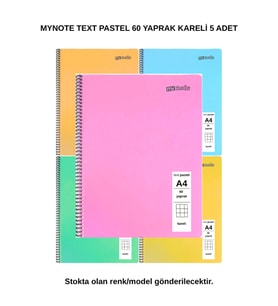 TEXT Pastel Defter A4 60 Yaprak Kareli 5 Adet