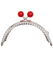 Angel Çanta Aksesuar 10.5 cm Gümüş Metal Bordo Toplu Oval Cüzdan Klipsi Çanta Bursu Model 2