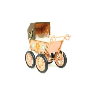 Dekoratif Metal Bebek Arabası Biblo Vintage Hediyelik