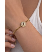 Çelik Gold Yuvarlak Taşlı Bileklik - 26blk03