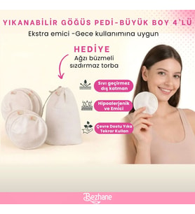 Yıkanabilir Göğüs Pedi - Büyük Boy 4'lü (Standart)