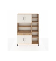 Arges Dolap 10 Raflı Tek Çekmeceli 4 Kapaklı 132x30x195 Çam-Aytaşı/Çam