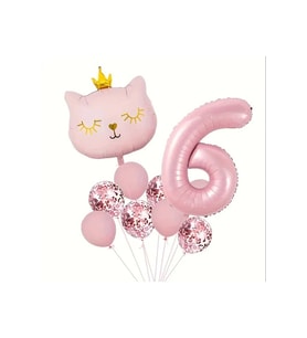 PEMBE KEDİ YAŞ BALONLU BALON SET