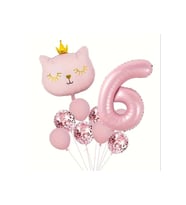 PEMBE KEDİ YAŞ BALONLU BALON SET