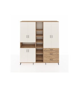 Hyperion Dolap 13 Raflı 3 Çekmeceli 6 Kapaklı 220x44x243 Çam-Aytaşı/Çam