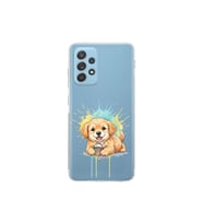 Samsung Galaxy A52s ile Uyumlu Splash Köpek Tasarımlı Şeffaf Silikon Kılıf