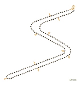 Siyah Boncuklu Altın Kaplamalı Rosary Gümüş Kolye