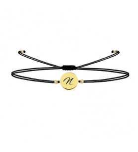 Alberaccessories 925 Ayar Gümüş Tasarım 14 K Gold Kaplama ip Örgü N Harf Şans Bileklik