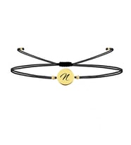 Alberaccessories 925 Ayar Gümüş Tasarım 14 K Gold Kaplama ip Örgü N Harf Şans Bileklik