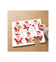 Sevimli Noel Baba Kolajı Tasarımlı 24 Parça Ahşap Çocuk Puzzle MPK1045