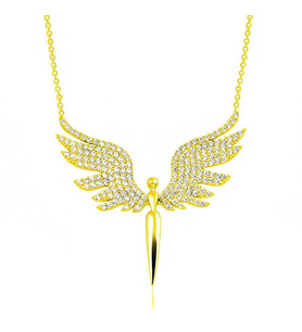 Gümüş Gold Mikail Meleği Kadın Kolye SL4738
