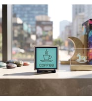 Modern Coffee Motifli Dekoratif Parça, Çalışma Masanıza Enerji Katan Zarif Detay 10x10 cm