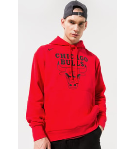 Nike NBA Chicago Bulls Fleece Pullover Essential Erkek Kapüşonlu Bol Kesim Sweatshirt Kırmızı