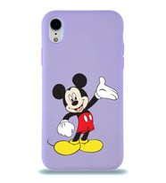 Apple iPhone XR Uyumlu Lansman Kılıf Mickey Mouse Tasarımlı Altı Kapalı İçi Kadife Kaplı  Kapak (Şeffaf)