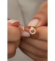 925 Ayar Gümüş Gold Minik Yuvarlak Tasarım Küpe