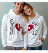 Aşk Yapbozu Kapşonlu Sevgili Sweatshirt