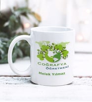 Coğrafya Öğretmeni Tasarımlı Kişiye Özel Kupa Bardak (Beyaz)