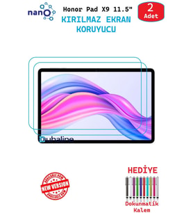 2 ADET Honor Pad X9 11.5'' Tablet İçin Tam Uyumlu Ekran Koruyucu Şeffaf Cam Nano HD Esnek Kırılmaz
