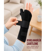 Metal Destekli El Bilekliği Başparmak Destekli Uzun Bilek Ateli Standart Beden