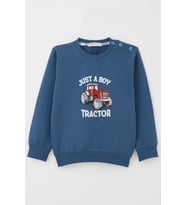 Erkek Çocuk Sweatshirt Çiftliğin Şimşeği 1.5-5 Yaş, İndigo