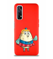 Realme 7 Soft Premier Kapak Bayan Puff Tasarımlı Silikon Kılıf - Kırmızı (Şeffaf)