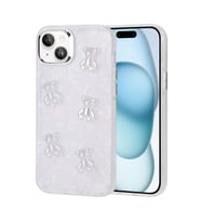 Lexroo iPhone 14 Kılıf Kabartma Figürlü Parlak Eralli Silikon Kılıf - Ayı