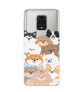 Redmi Note 9 Pro / 9s Uyumlu Sevimli Köpekler Tasarımlı Şeffaf Telefon Kılıfı