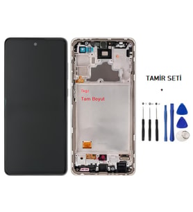 Tkgz - Samsung Galaxy A72 - SM-A725 Uyumlu Lcd Ekran Dokunmatik - A - Kalite ÇITALI BEYAZ + TAMİR SETİ