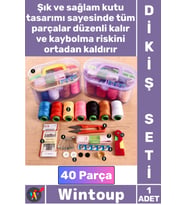 #DikişSeti Seyahat Tipi Özel Kutulu İğne Iplik Balıkçı Makas Mezura Yüzük 40 Parça Mini Dikiş Seti