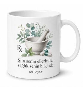 Eczacıya Hediye İlaç Temalı Özel Tasarım Baskılı Porselen Kupa Bardak