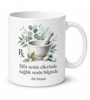 Eczacıya Hediye İlaç Temalı Özel Tasarım Baskılı Porselen Kupa Bardak