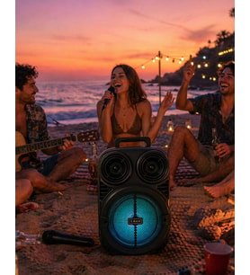 Taşınabilir Bluetooth Speaker Mikrofonlu Karaoke Hoparlör RGB Işıklı 6.5 İnç Güçlü Ses