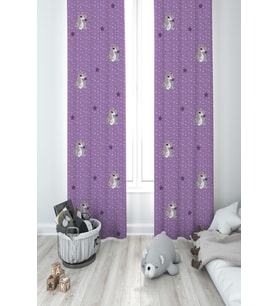 MEKTA HOME BEBEK VE ÇOCUK ODASI Mor Unicorn Desenli 2 Kanat Fon Perde